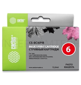 Картридж струйный Cactus CS-BCI6PM пурпурный для Canon S800 S820 S900 S9000 i905D i950S i960x (12ml)
