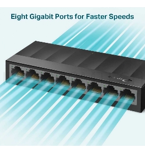 Коммутатор 8 ports Giga Unmanaged switch, 8 10/100/1000Mbps RJ-45 ports, plastic shell, desktop and wall mountable