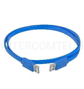 Кабель Greenconnect PROF 1.0m USB 2.0, AM/AM, плоский, синий, морозостойкий, GCR-UM4MF-BD-1.0m