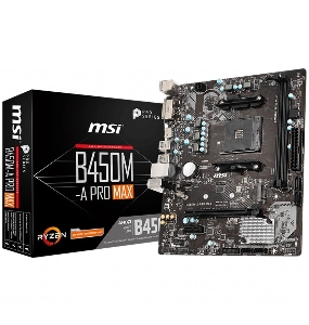 Материнская плата MSI B450M-A PRO MAX Soc-AM4 AMD B450 2xDDR4 mATX AC`97 8ch(7.1) GbLAN RAID+DVI+HDMI