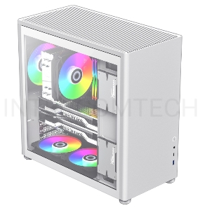 Корпус GameMax Spark Pro Full White без БП (Midi Tower, ATX, Белый, USB3.0+Type C, Зак. стекло)