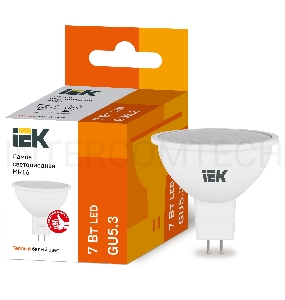 Лампа Iek LLE-MR16-7-230-30-GU5 светодиодная ECO MR16 софит 7Вт 230В 3000К GU5.3 IEK