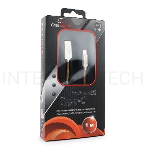 Кабель USB 2.0 Cablexpert CC-P-USBC02Gd-1M, AM/Type-C, серия Platinum, длина 1м, золотой, блистер