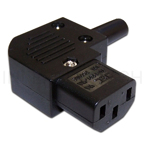 Вилка IEC 60320 C13, 10A, 250V, угловая, разборная, черная