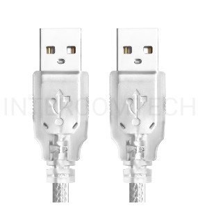 Кабель Greenconnect 1.0m USB 2.0, AM/AM, прозрачный, 28/28 AWG, экран, армированный, морозостойкий, GCR-UM3M-BB2S-1.0m