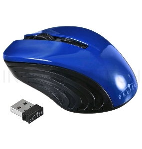 Мышь Oklick 545MW черный/синий оптическая (1600dpi) беспроводная USB (4but)