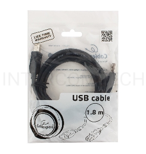 Кабель USB 2.0 Pro Cablexpert CCF2-USB2-AMBM-6, AM/BM, 1.8м, экран, 2феррит.кольца, черный, пакет
