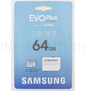Флеш карта microSDXC 64GB Samsung EVO Plus Memory Card Samsung UHS-I U1 Class 10, Adapter, 130 MB/s, 10000 циклов, - 25°C to 85°C, RTL  Samsung MB-MC64KA