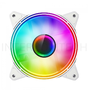 Кулер для корпуса ПК Gamemax FN-12Rainbow-Q-Infinity White, 12CM white ARGB Rainbow Infinity, Quad-ring, 3pin+4Pin connector