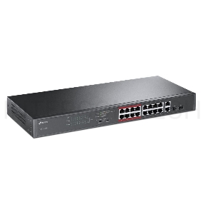 Коммутатор TP-LINK TL-SL1218MP Неуправляемый коммутатор PoE на 16 портов 10/100 Мбит/с и 2 гигабитных порта