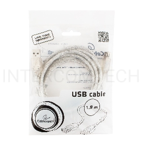 Кабель удлинитель USB2.0 Pro Cablexpert CCF-USB2-AMAF-TR-6, AM/AF, 1,8м, экран, 2феррит.кольца, прозрачный, пакет