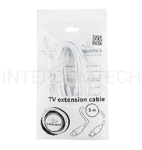 Кабель телевизионный Cablexpert CCV-515-W-3M, Coaxial M/F, белый, 3м