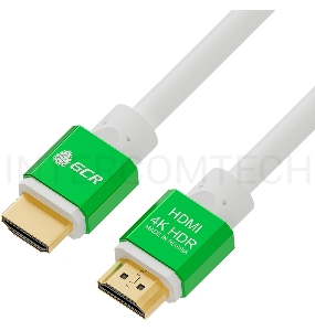 Кабель Greenconnect 5.0m HDMI версия 2.0, HDR 4:2:2, Ultra HD, 4K 60 fps 60Hz/5K*30Hz, 3D, AUDIO, 18.0 Гбит/с, 28/28 AWG, OD7.3mm, тройной экран, белый, AL корпус зеленый, GCR-51292 Greenconnect Кабель 5.0m HDMI версия 2.0, HDR 4:2:2, Ultra HD, 4K 60 fps 