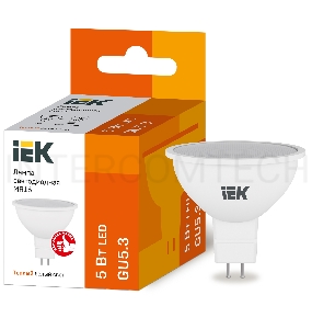 Лампа светодиодная ECO MR16 5Вт 3000К тепл. бел. GU5.3 450лм 230-240В ИЭК LLE-MR16-5-230-30-GU5