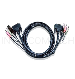 Кабель ATEN KVM USB(тип А Male)+DVI-D(Male)+2хАудио(Male) (-) USB(тип B Male)+DVI-D(Male)+2хАудио(Male) 3м., черный. CABLE DVI/USBA/SP.MC-DVI/USB B 3.0M