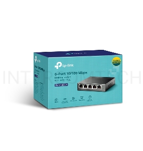 Коммутатор TP-Link 8-Port 10/100Mbps Unmanaged Switch with 4-Port PoE, metal case, desktop mount, PoE budget 41W.