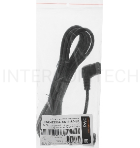 Кабель питания Hyperline PWC-IEC13A-IEC14-3.0-BK монитор-компьютер IEC 320 C13 (угловая) - IEC 320 C14 (3x1.0), 10A, прямая вилка, 3м, цвет черный
