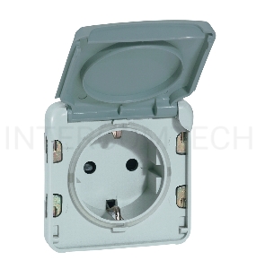 Механизм розетки 1-м СП Plexo с защ. крышкой с заземл. IP55 сер. Leg 069570