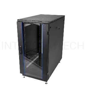 Шкаф телекоммуникационный напольный 18U (600x800) дверь стекло, цвет чёрный (ШТК-М-18.6.8-1ААА-9005)