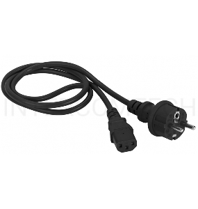 Шнур питания C13-Schuko, 3х0.75, 220В, 10А, черный, 1.8 метра