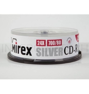 Диск CD-R Mirex 700 Mb, 24х, Silver, Cake Box (25), (25/300)