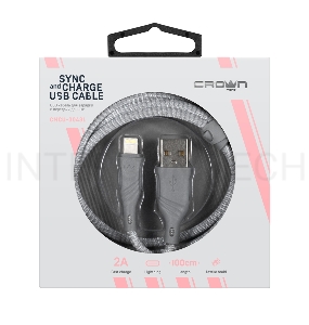 Кабель Crown USB - Lightning CMCU-3043L grey