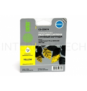 Картридж струйный Cactus CS-CD974 желтый для №920XL HP Officejet 6000/6500/7000/7500 (14,6ml)