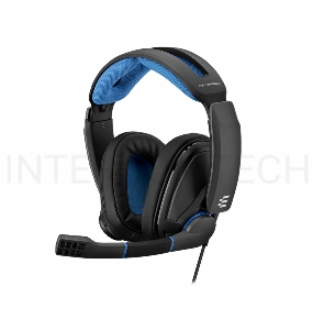 Гарнитура EPOS / Sennheiser GSP 300 чёрно-синяя (Sennheiser, mini jack 3.5 мм, PC / Soft phone, PS4, Xbox One, Nintendo Switch, Mac OSX, PS5, Xbox Series X)