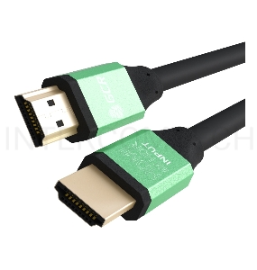 Кабель Greenconnect 1.2m HDMI  версия 2.0, HDR 4:2:2, Ultra HD, 4K 60 fps 60Hz/5K*30Hz, 3D, AUDIO, 18.0 Гбит/с, 28/28 AWG, OD7.3mm, тройной экран, черный, AL корпус зеленый (GCR-50961)