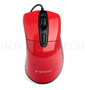 Мышь Gembird MOP-415-R, USB, красный, 3кн.+колесо-кнопка, 2400DPI кабель 1.4м