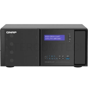 Комбинированное устройство - PoE коммутатор и сетевой RAID-накопитель QNAP QGD-3014-16PT-8G 2 x 1 Gb SFP and 14 port PoE Budget 140W Multy-Gigabit switch with 4 bay network RAID storage, 16 PoE+ ports, 16 x 1GbE RJ-45, 4 bays 3.5 w/o HDD, 2 x M.2 SATA, QT
