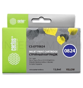 Картридж струйный Cactus CS-EPT0824 CS-EPT0824 желтый для Epson Stylus Photo R270/290/RX590 (11,4ml)