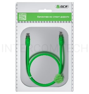 Патч-корд прямой GCR 2.0m UTP кат.6, зеленый, 24 AWG, литой, ethernet high speed, RJ45, T568B