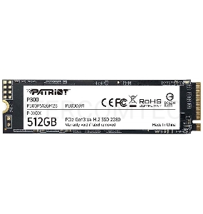 Накопитель SSD Patriot P300 512GB, M.2 2280, P300P512GM28, PCIe 3x4, NVMe, 1700/1200, RET