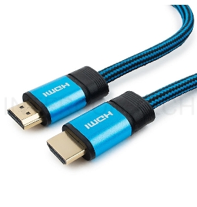 Кабель HDMI Cablexpert, серия Gold, 7,5 м, v1.4, M/M, синий, позол.разъемы, алюминиевый корпус, нейлоновая оплетка, коробка