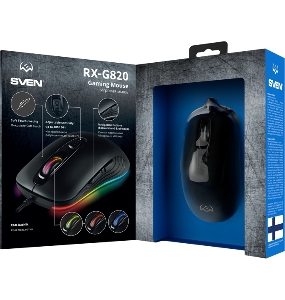 Игровая мышь SVEN RX-G820 (6+1кл. 200-4800 DPI. ПО. SoftTouch. RGB-подсветка. игров. упак) Игровая мышь SVEN RX-G820 (6+1кл. 200-4800 DPI. ПО. SoftTouch. RGB-подсветка. игров. упак)