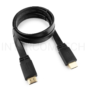 Кабель HDMI Gembird/Cablexpert , 1м, v1.4, 19M/19M, плоский кабель, черный, позол.разъемы, экран (CC-HDMI4F-1M)