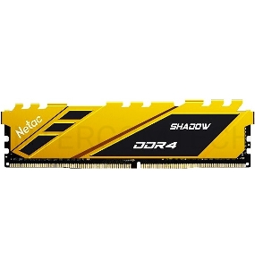 Модуль памяти DDR4 Netac Shadow 8GB 3600MHz CL18 1.35V / NTSDD4P36SP-08Y / Yellow / with radiator