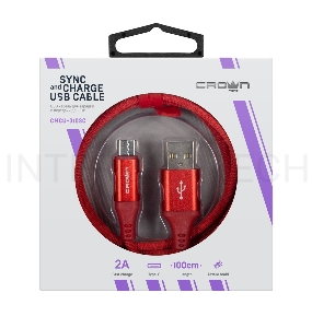 Кабель Crown USB - USB Type-C CMCU-3103C red