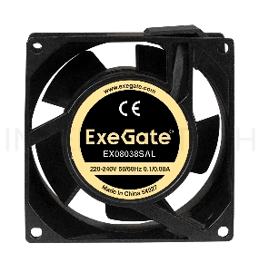 Вентилятор 220В ExeGate EX289001RUS EX08038SAL (80x80x38 мм, Sleeve bearing (подшипник скольжения), подводящий провод 30 см, 2400RPM, 36dBA)