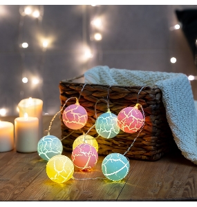 Гирлянда светодиодная «Карамельки» 1.5 м, прозрачный ПВХ, 10 LED, теплый белый, питание 2 х АА (батарейки не в комплекте)