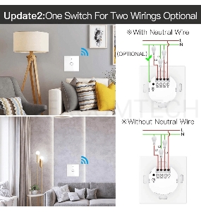 Выключатель MOES Gang Smart Switch Sensor w/o grounding ZS-EU1, Zigbee, 100-240 В