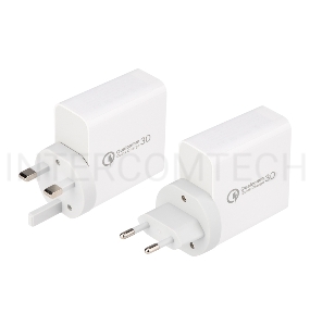 Сетевое зарядное устройство REXANT 2xUSB+USB Type-С, переходник + адаптер, 48W белое