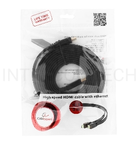 Кабель HDMI Gembird/Cablexpert, 3м, v1.4, 19M/19M, плоский кабель, черный, позол.разъемы, экран(CC-HDMI4F-10)