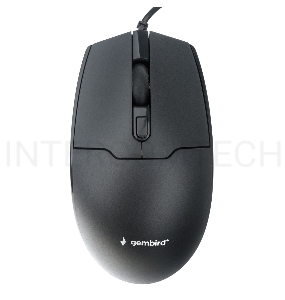 Мышь Gembird MOP-430, USB, черный, 3кн.+колесо-кнопка, 1600DPI,  кабель 1.8м