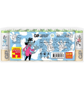 Батарея GP Super Alkaline 24A50/10SMF-2CRVS60 AAA (промо:50+10) (60шт) спайка