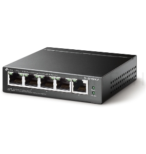 Коммутатор 5-Port 10/100Mbps Unmanaged Switch with 4-Port PoE, meta case, desktop mount, PoE budget 41W.