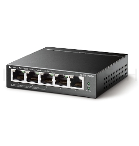 Коммутатор TP-Link 5-Port Gigabit Unmanaged Switch with 4-Port PoE+, metal case, desktop mount, PoE budget 40W.