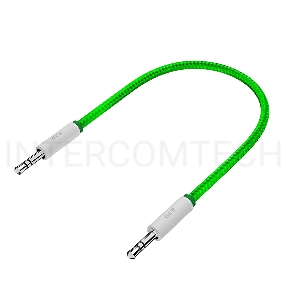 Кабель аудио Greenconnect 0.5m jack 3,5mm/jack 3,5mm зеленый нейлон, белые коннекторы зеленая окантовка, ультрагибкий, 28 AWG, M/M, Premium, экран, стерео, GCR-AVC8262-0.5m