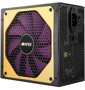 Блок питания для ПК 1300 Ватт PSU HIPER HPG-1300FM (1300W, Gold 14cm Fan, 220V input, Efficiency 93%, Modular, Black)BOX
